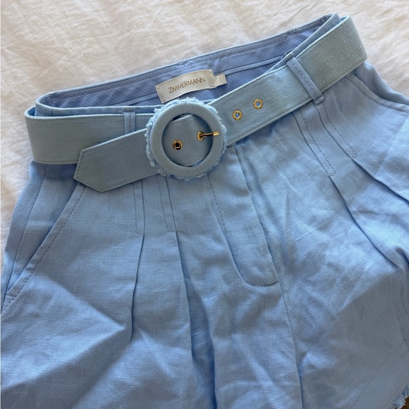 Zimmermann Light Blue High Waist Women's Shorts - Picture 3 of 5